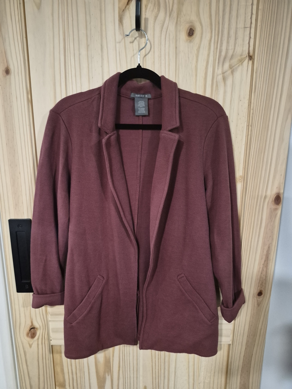 Matty M Open-Front Blazer Jacket in Mauve